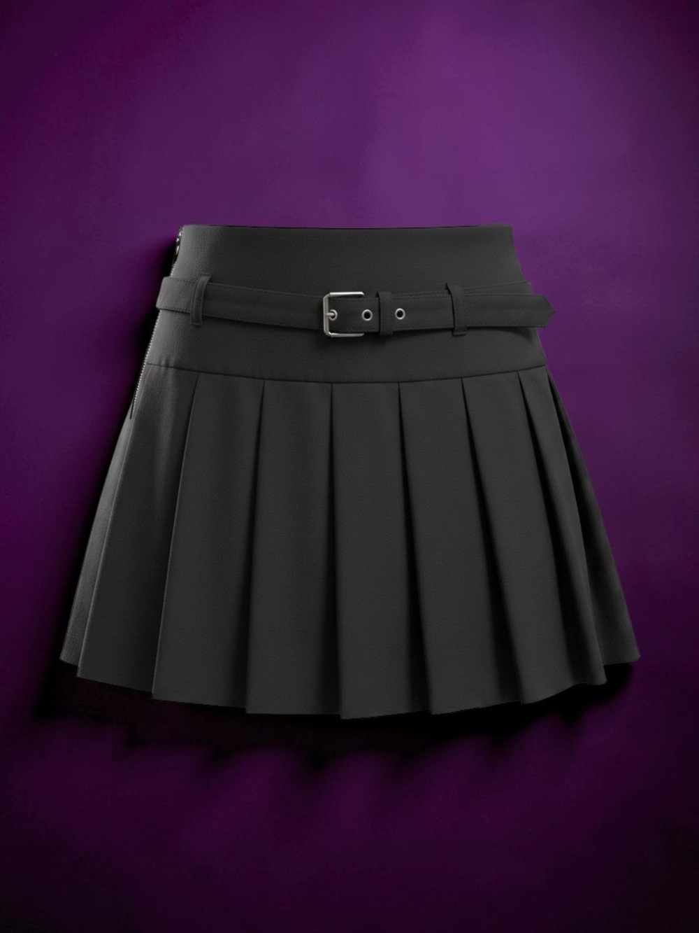 Zara Black Pleated Mini Skort with Slim Belt